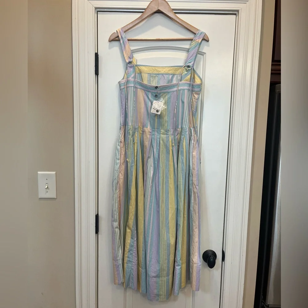 NWT Free People Primavera Striped Midi Dress in Pastel